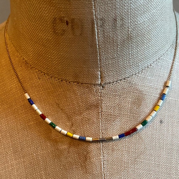 Isabel Marant Primary Colors  Bead Necklace on Gold Chain 16" NWOT - Picture 2 of 11